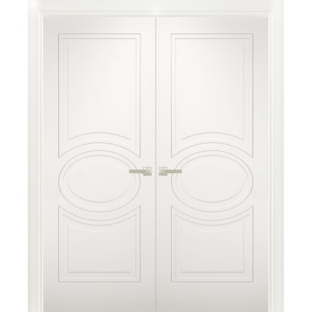 Vdomdoors Double French Interior Door, 60" x 84", White MELA7001DD-WS-6084